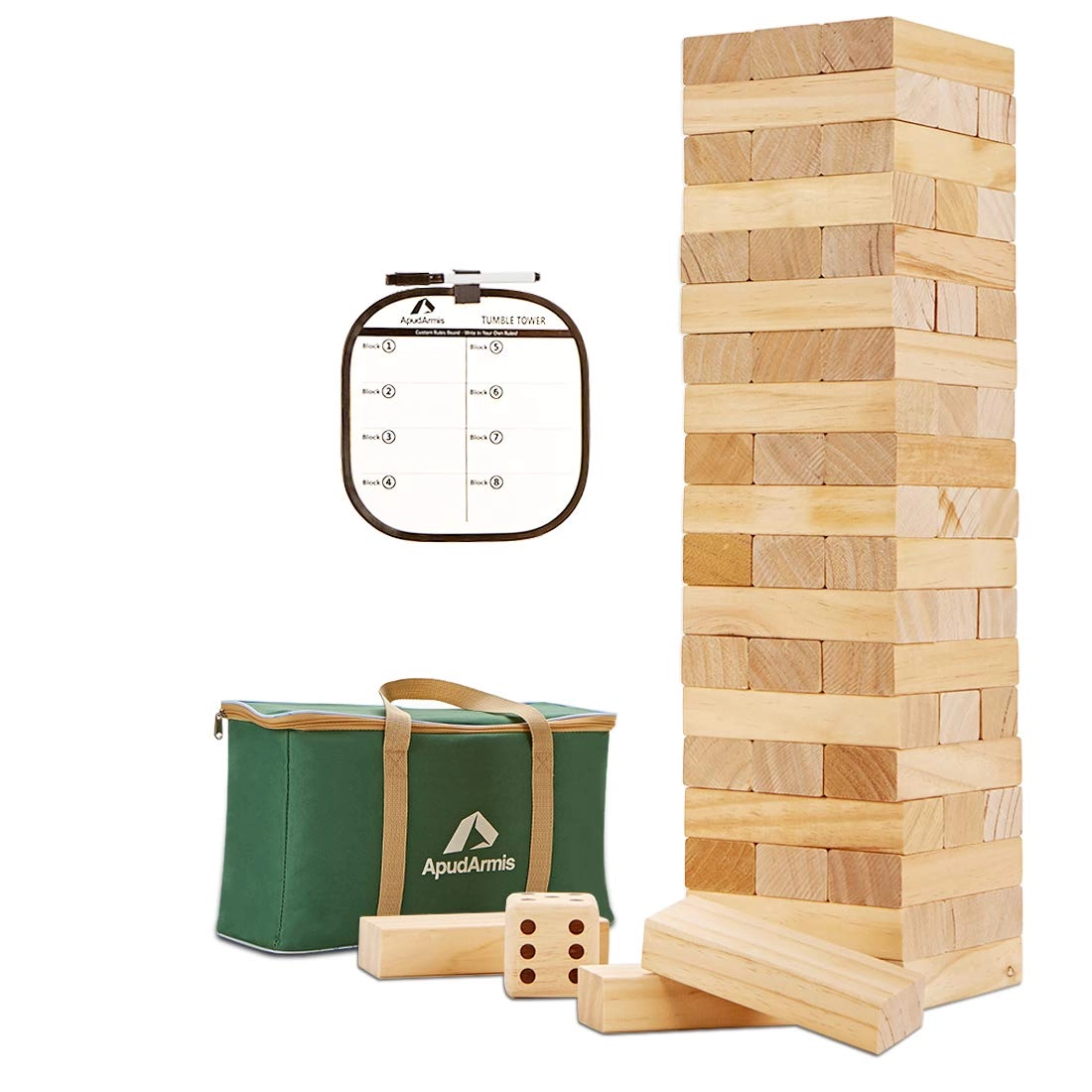 Giant Tumble Tower - 60 PCS Pine Wooden 1 Dice Set