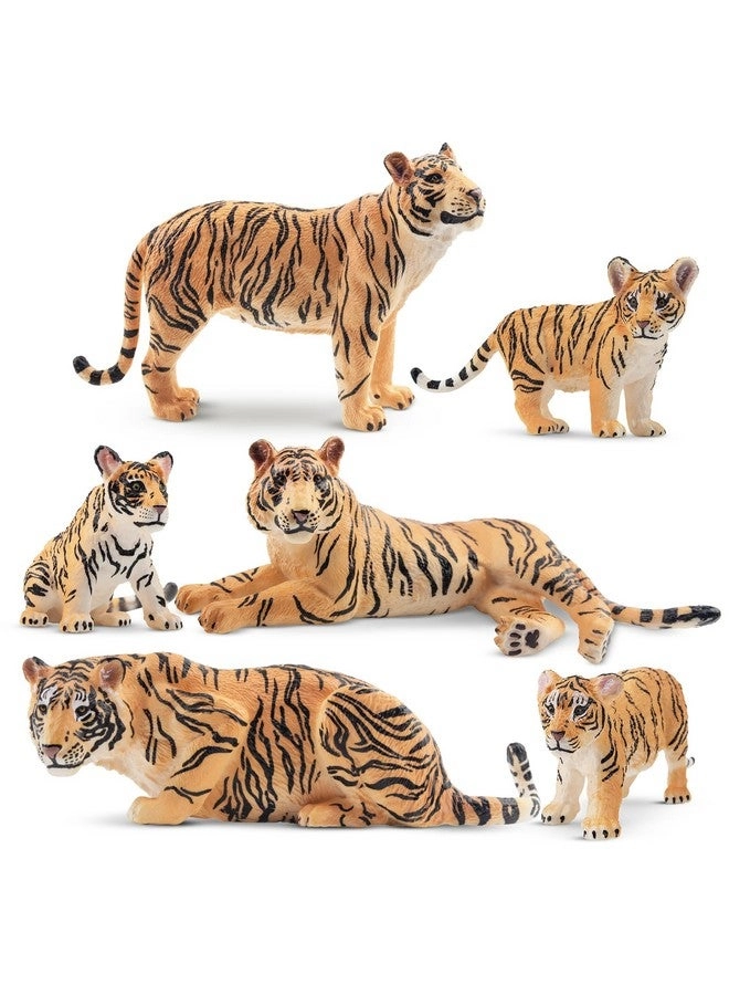 Realistic White Tigers Figurines 6 pcs