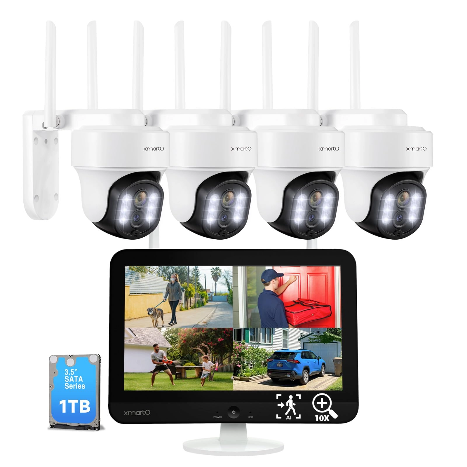 XMARTO TECHNOLOGY 10X Zoom PTZ Home Security Camera System - 4 10 2.7K