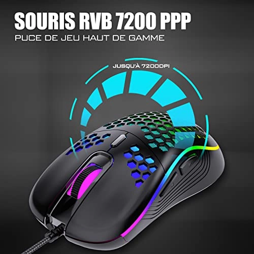 60% 2-in-1 Gaming Keyboard + Honeycomb Optical Mouse - AZERTY Wired