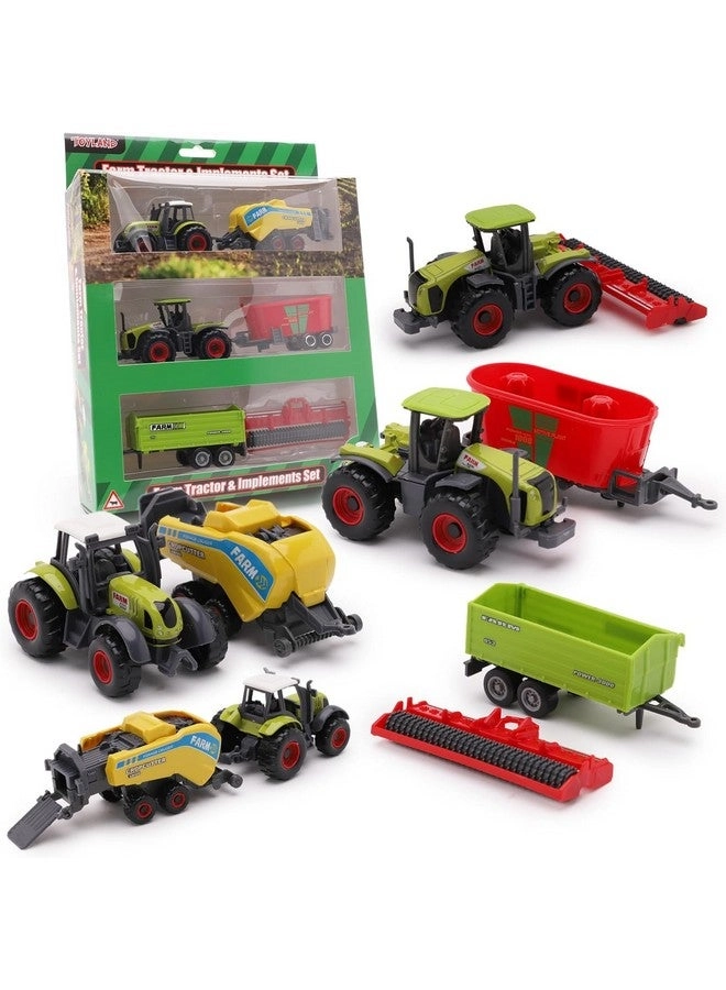 Farm Tractor & Implements Set - Approx. 5cm 6pcs
