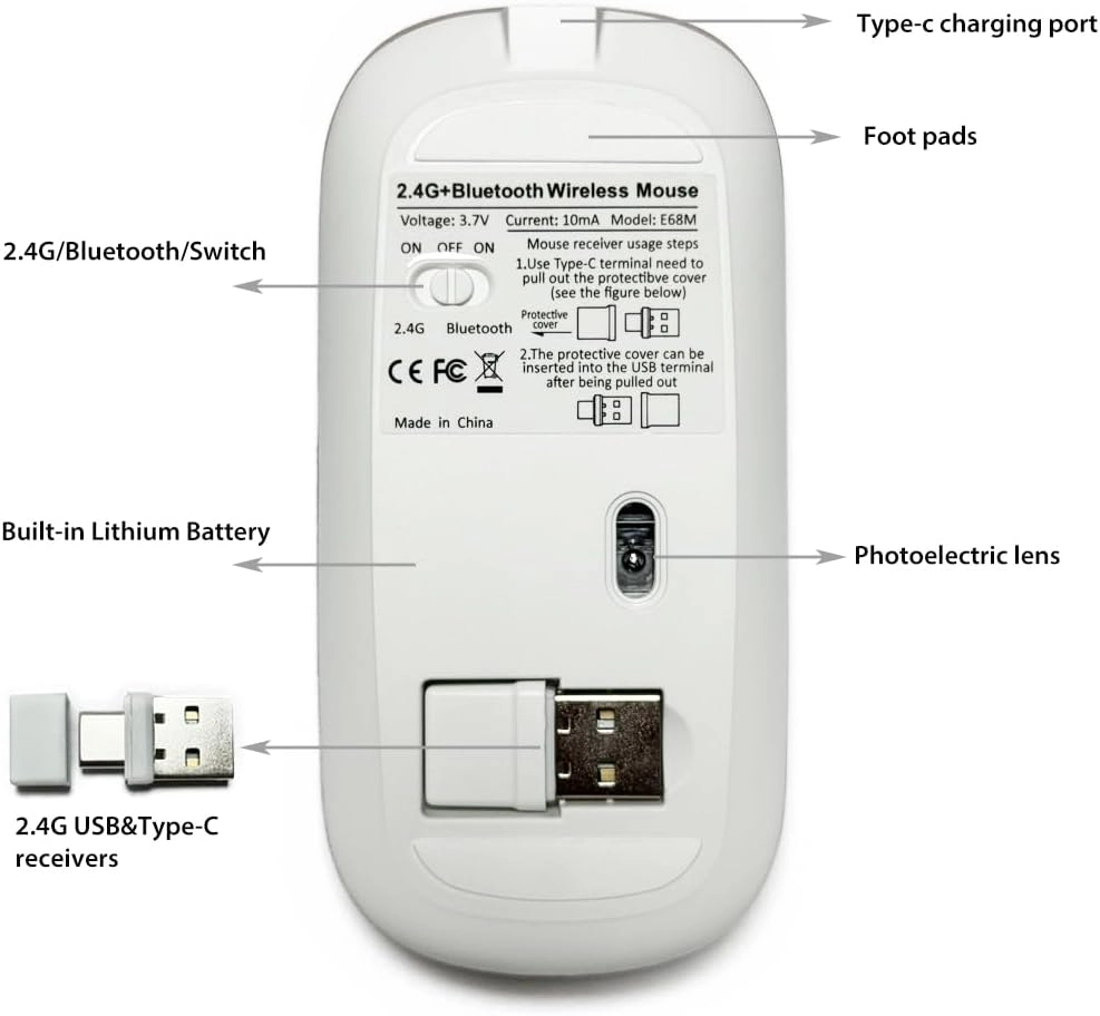 LED Rechargeable Mouse - Bluetooth