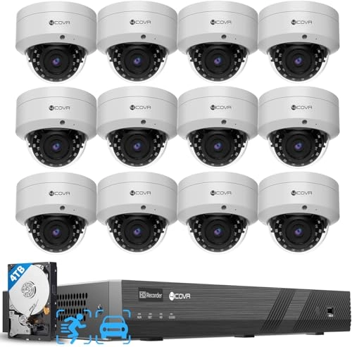 PoE Security Camera System - 12Pcs 16 Channel 4K