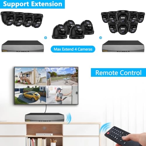 PoE Dome Outdoor Home Security Camera System 4K