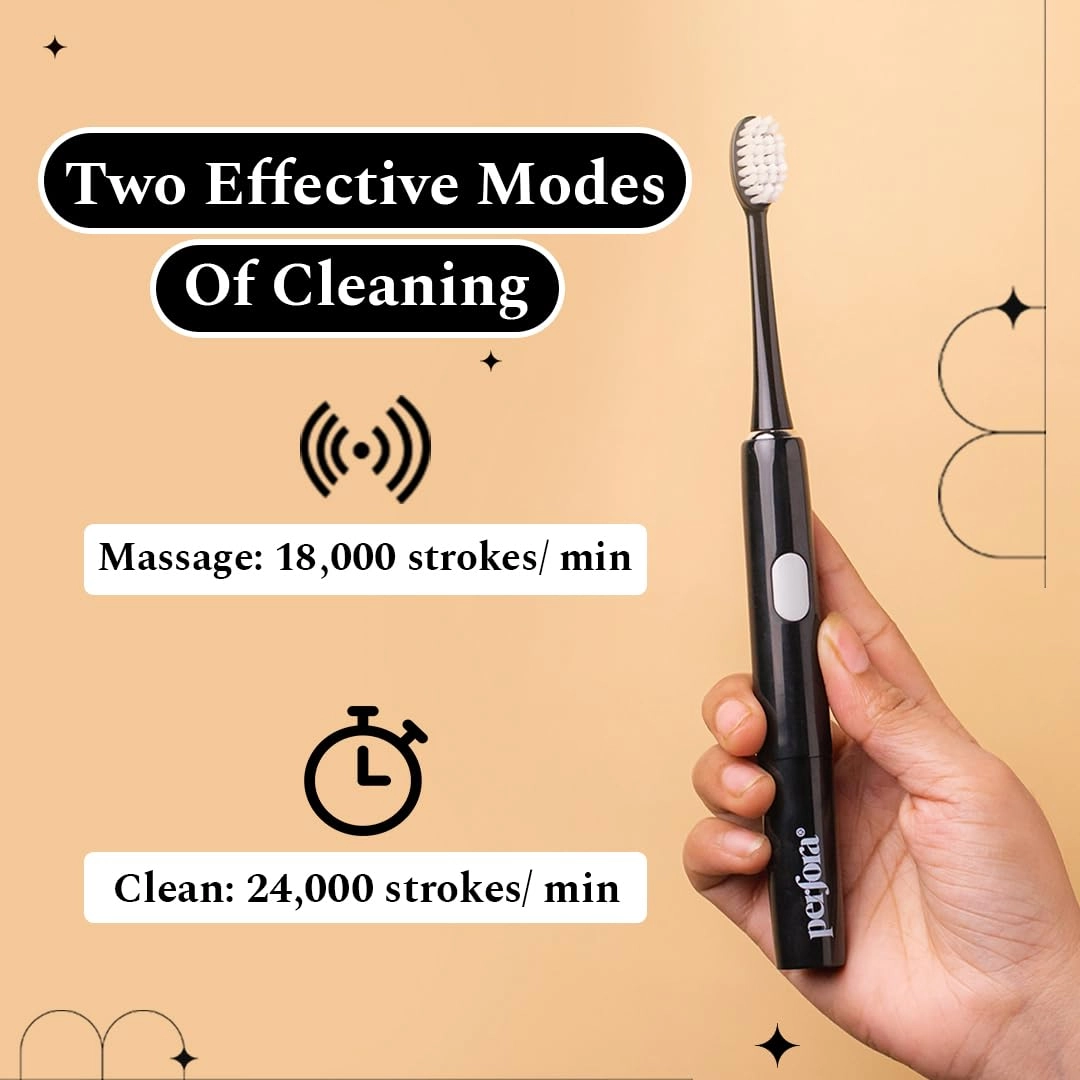 Electric Toothbrush - 2 Modes AAA Powered 2 Brush Heads