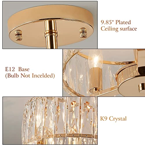 Modern Crystal Chandelier - French Gold 3-Lights