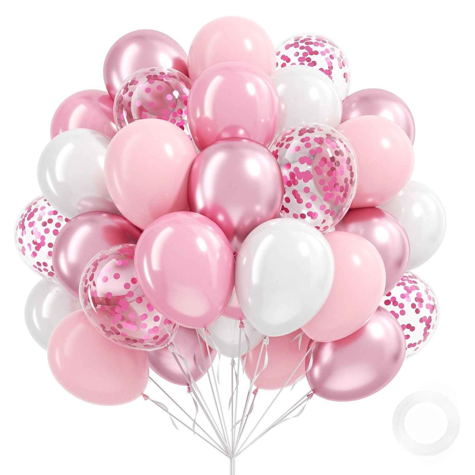 vicduotex Light Pink and White Balloons - 60pcs Bridal Shower