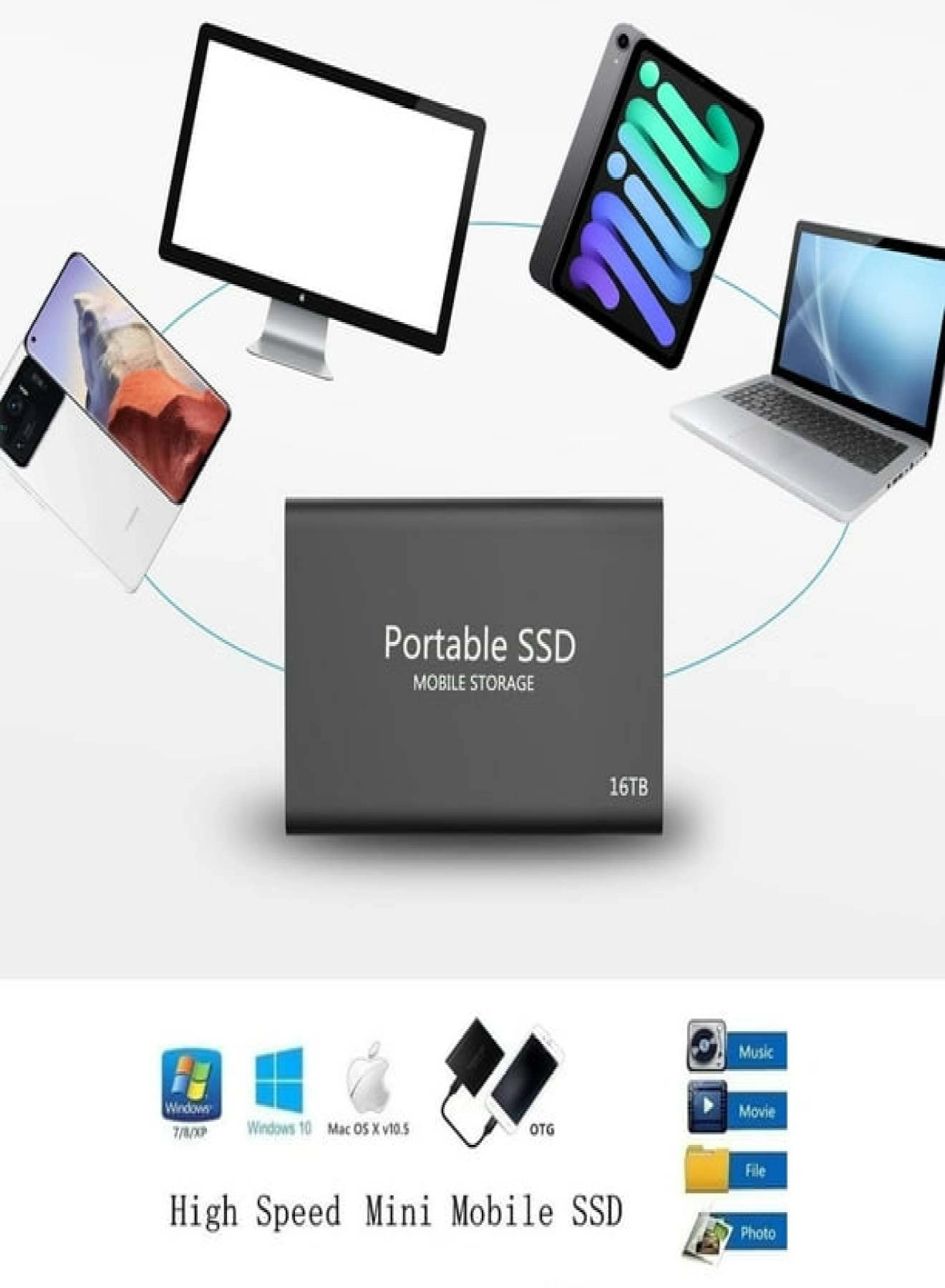 Portable External Hard Drive - 16 TB
