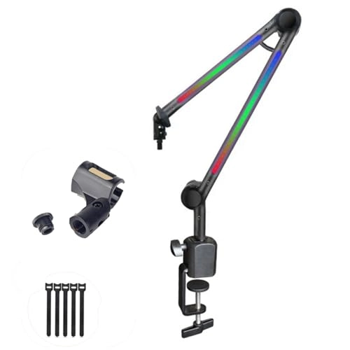 LED Microphone Arm Stand - Adjustable Boom 180Rotatable LED Lighting