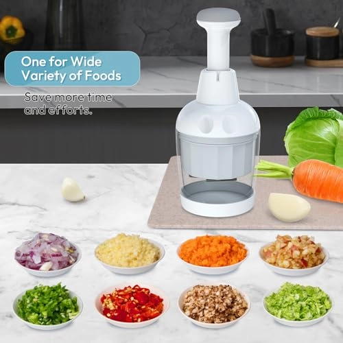 Food Chopper - Handheld Dishwasher-safe Pure White
