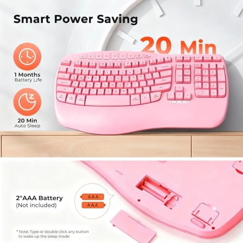 Wireless Ergonomic Keyboard - Mac/Windows USB-A/USB-C