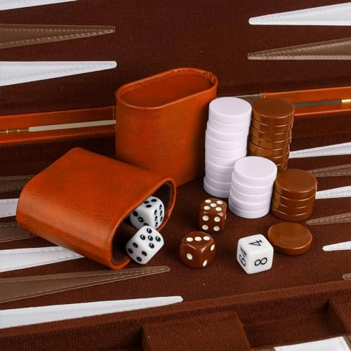 Backgammon Set - PU Leather Case Grey