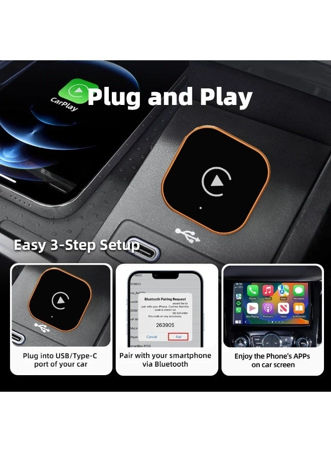 2-in-1 Wireless Carplay Adapter - Bluetooth 5.2 Wireless Apple Android