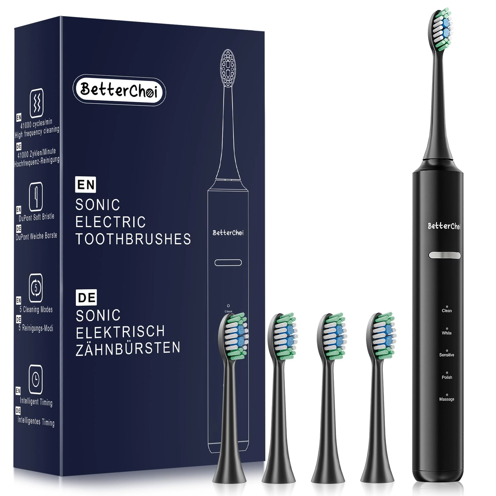 DongGuan Camay Intelligent Technology Co.,LTD Sonic Electric Toothbrush - 41,000 VPM 1500 mAh 4 Brush Heads