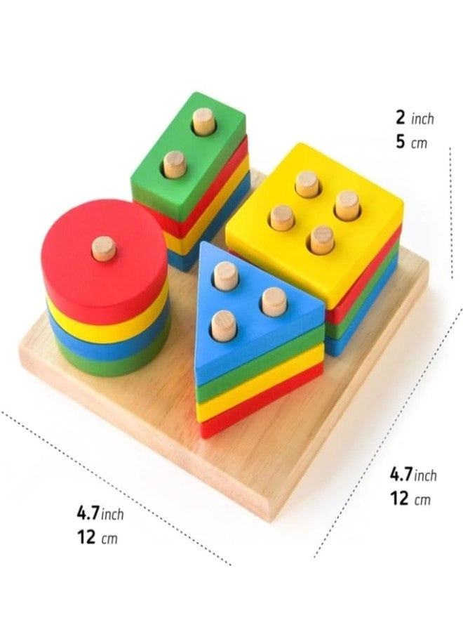 Wooden Geometric Shape Sorting Board - 1-3 Years