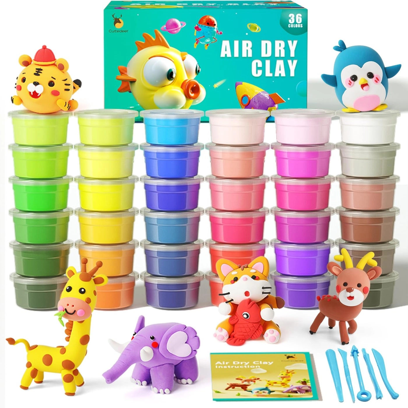 Air Dry Clay Kit - 36 Colors Sculpting Tools