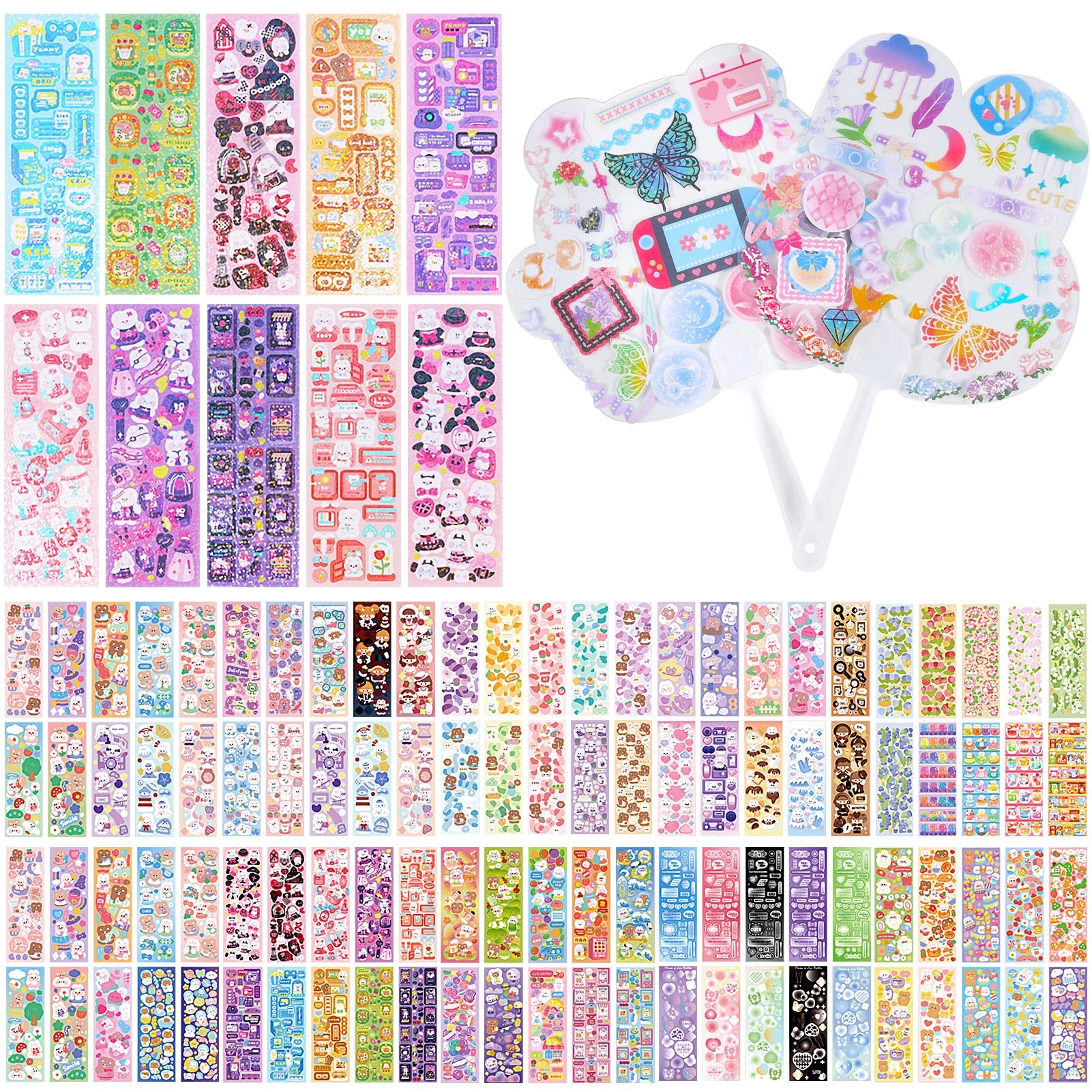 tmtains Animal Sticker Book Glitter 100 pcs