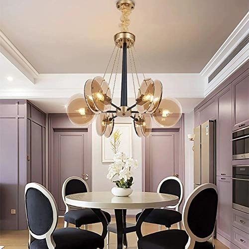 E14 Nordic Post-modern Creative Glass Chandelier - 8 head Soot cover