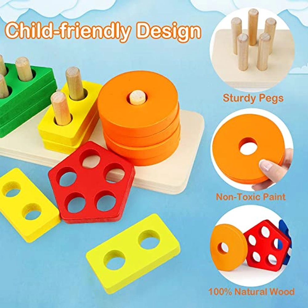 Montessori Shape Sorting Stacking - Suitable for 3 years & above 21 pieces