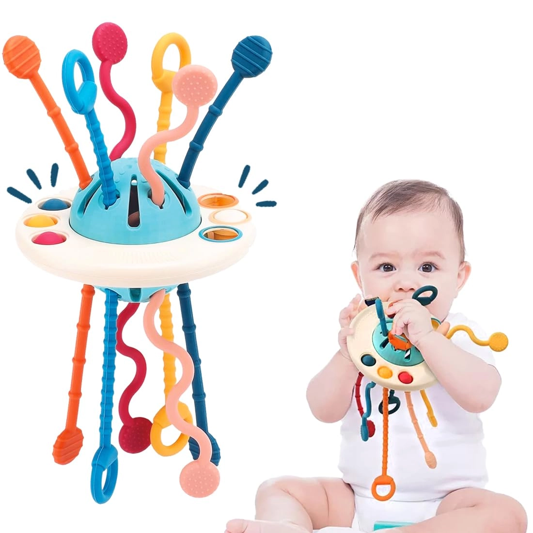 Whole9yards Online LLP, 46C Chowrangee Road, Everest House, 10th Floor, Unit CDE, Kolkata, WB 700071 Pull String Teethers - Silicone