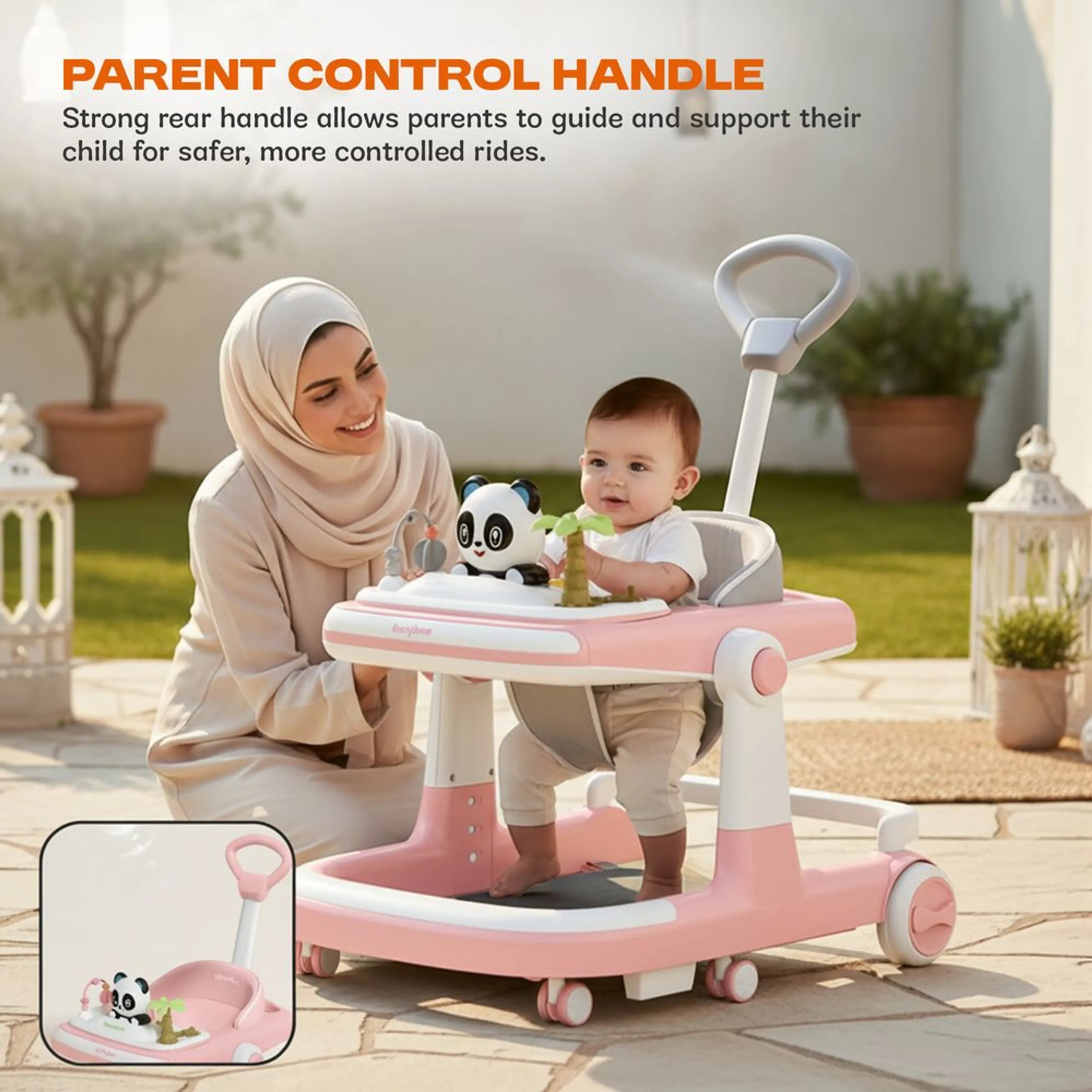 3-In-1 Baby Walker - Adjustable Height Foldable