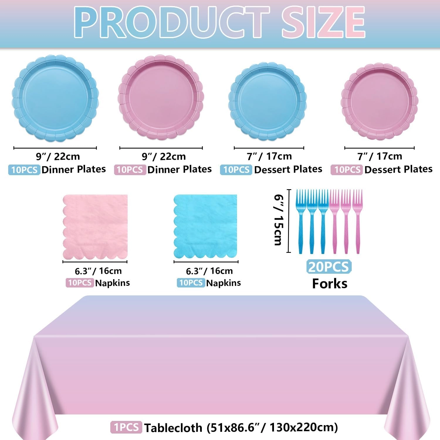 Gender Reveal Party Supplies Set - 81 Count