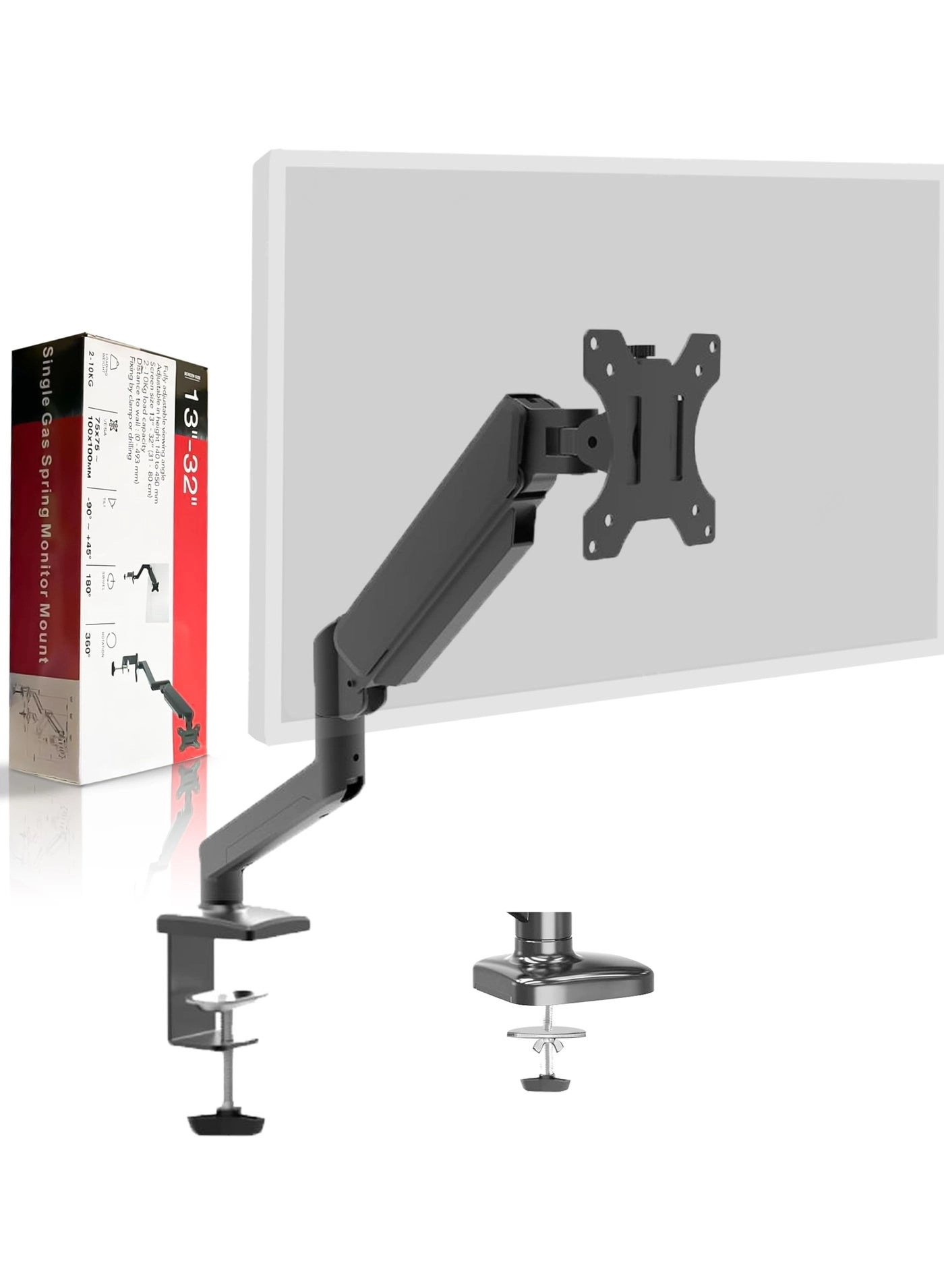Monitor Mount Arm - Single 20 to 32 inches 75x75mm and 100x100mm