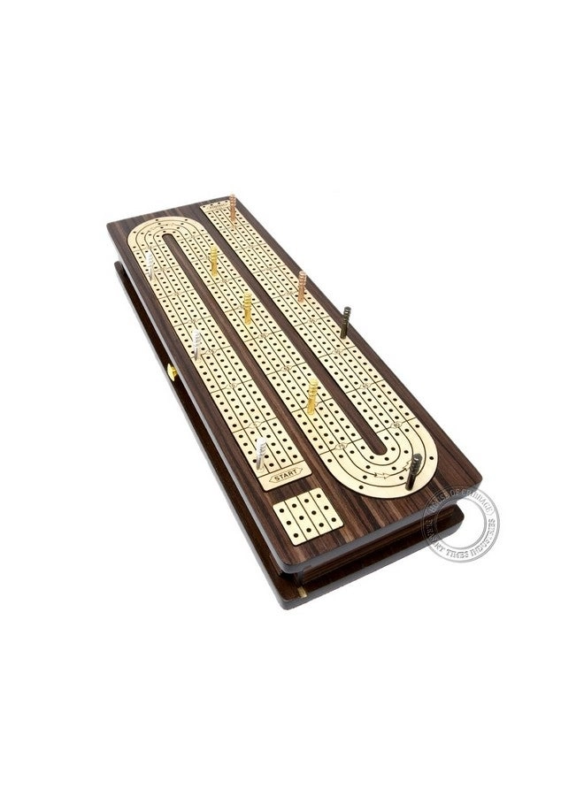 Continuous Cribbage Board - 4 Track Inlaid in Wenge Wood/Maple