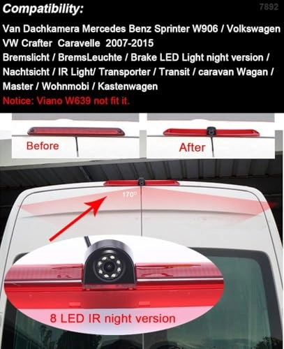 Rear View Mirror Monitor - 4.3 Inch Wired + Brake Light Camera - 1280 x 720 Night vision