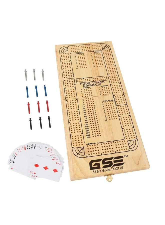 GSE Games & Sports Expert 4-Track Wooden Folding Cribbage Board