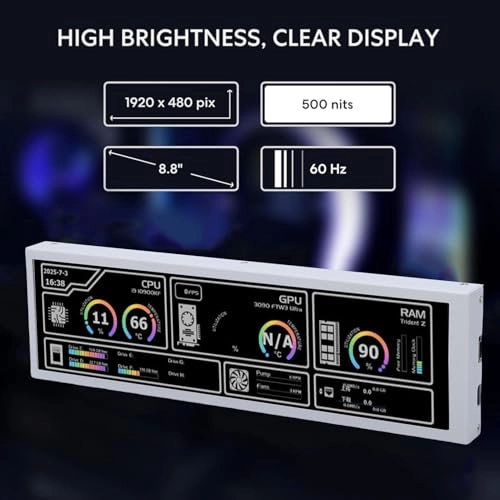 PC Temperature Display - Plyistyp5ggbtuovh-11 8.8 Inches 1920x480