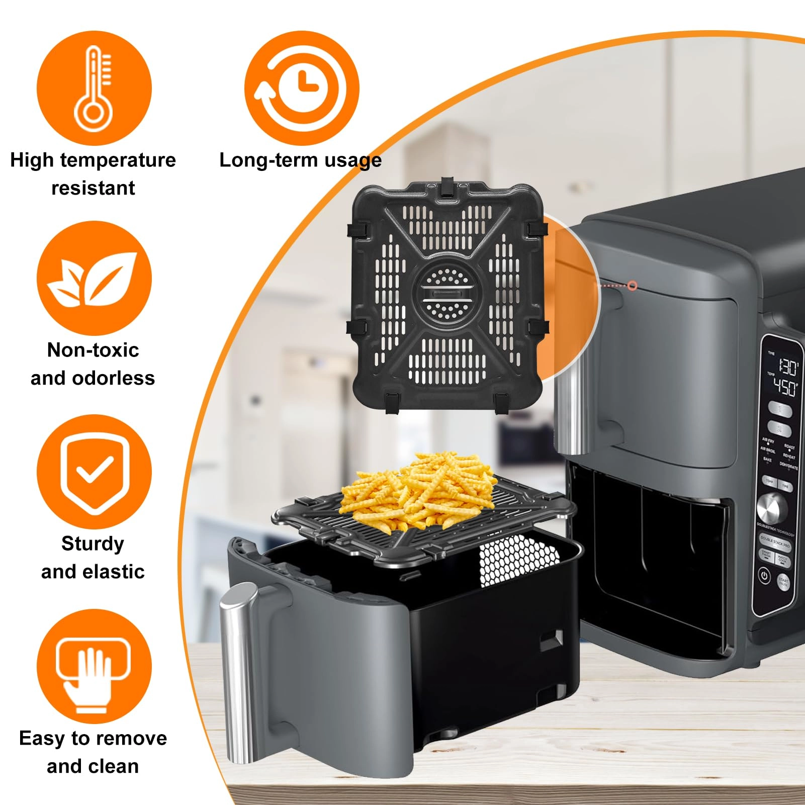 Air fryer grill rack - Stainless steel 2 piece(s) + Magic cleaning cloth - 1 piece(s)