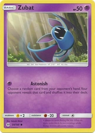 Pokémon Zubat - 54/149 English Sun & Moon Base Set + Toploader