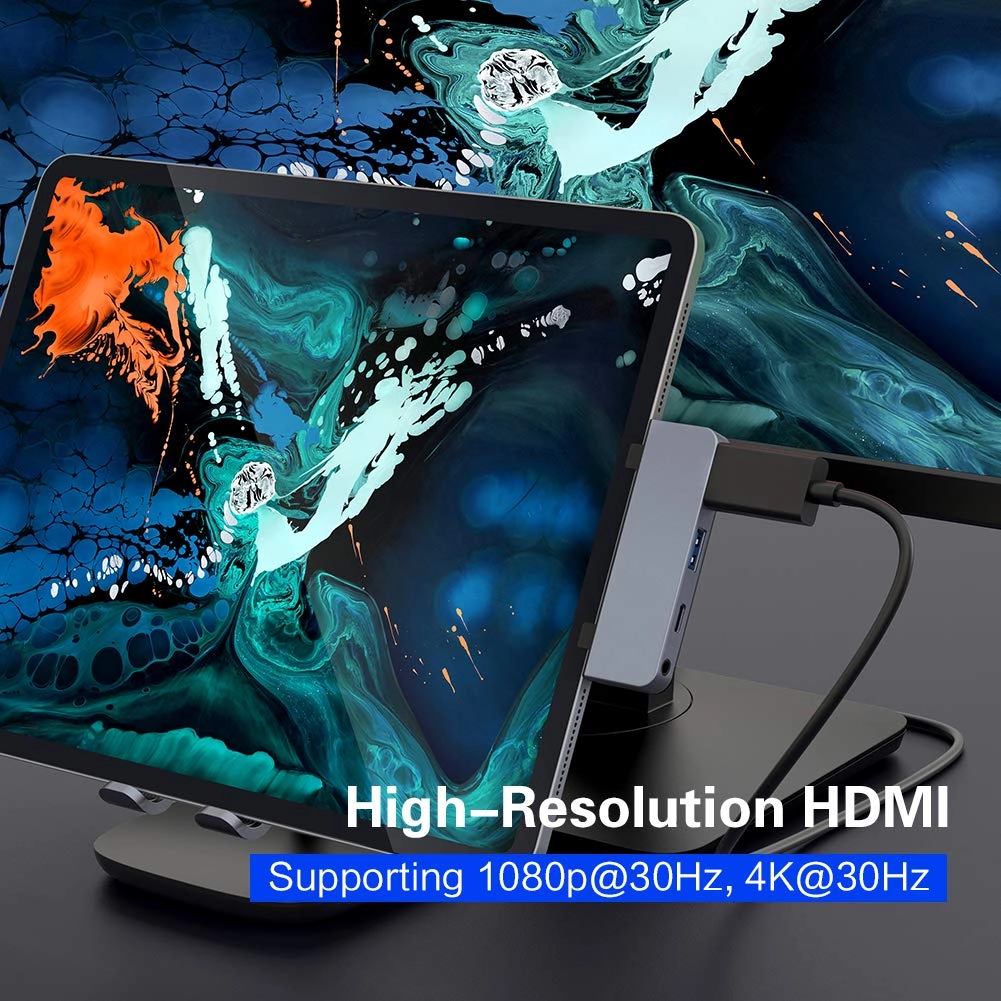 iPad Pro USB C Hub - 4-in-1 4K30Hz HDMI 60W PD