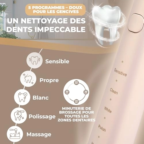 Sonic Toothbrush - 40,000 vibrations per minute 5 Programs Travel Case