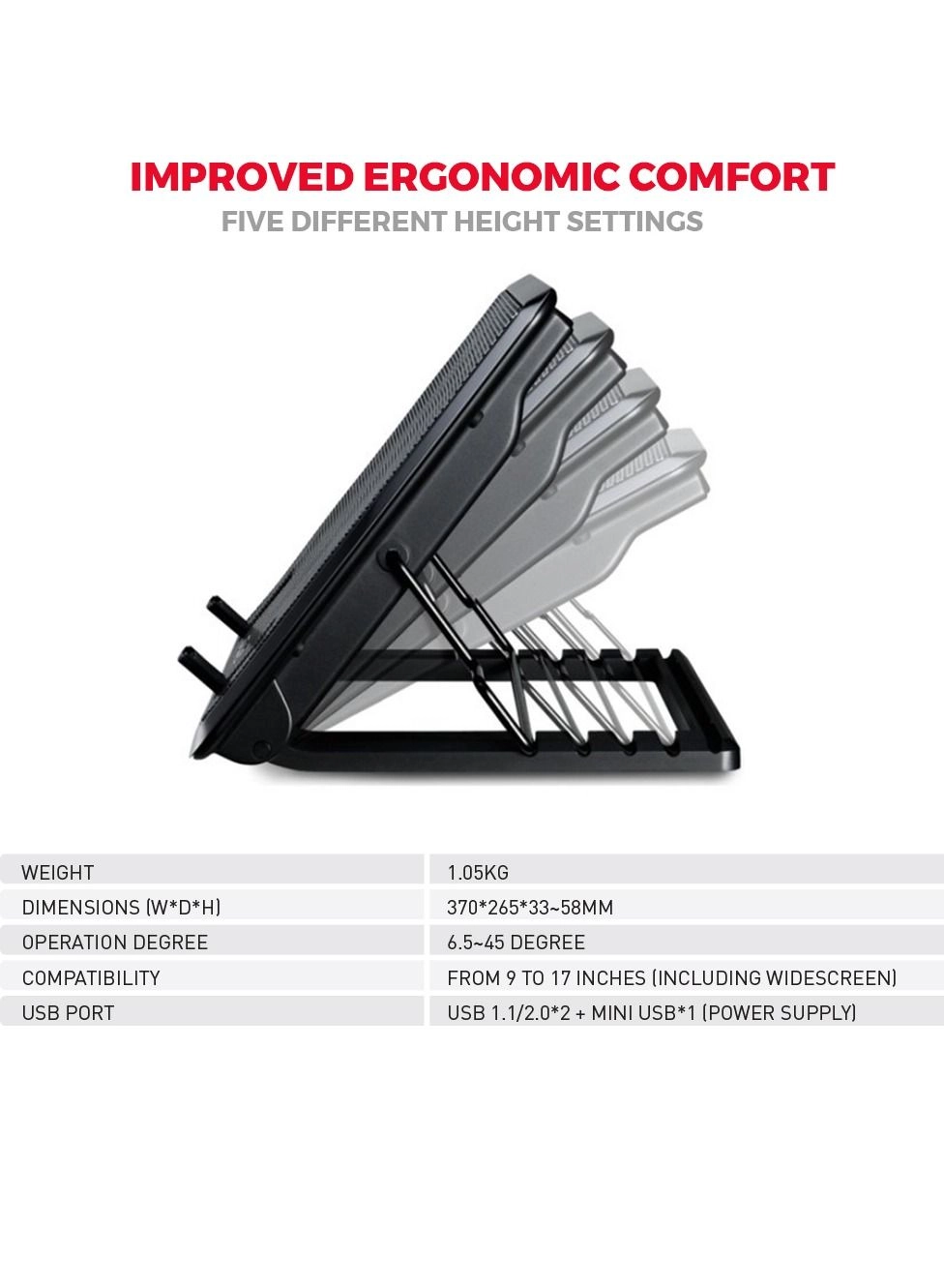 TR-CP882 - Adjustable Five Angle Height Black