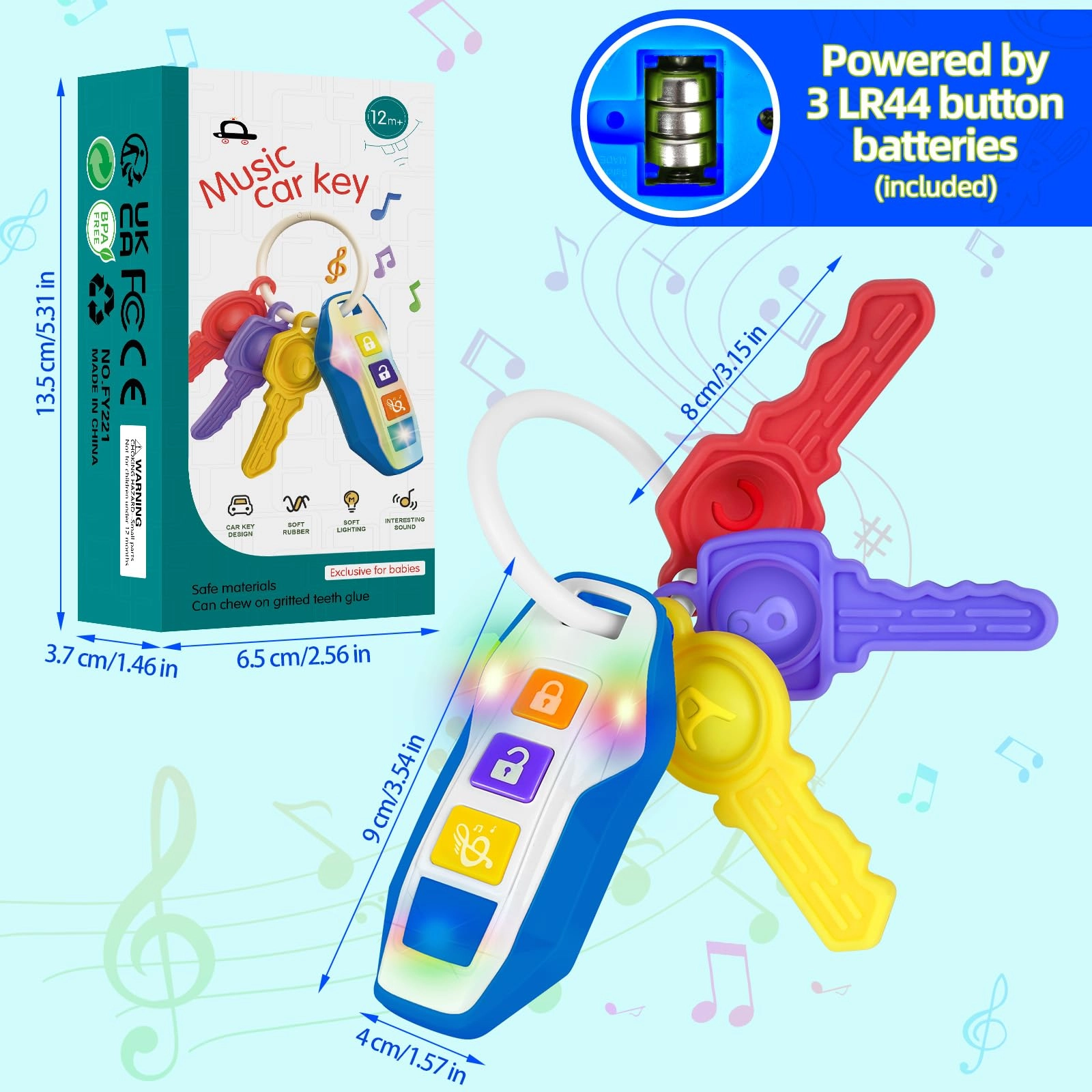 Baby Key Teether - Plastic, Silicone