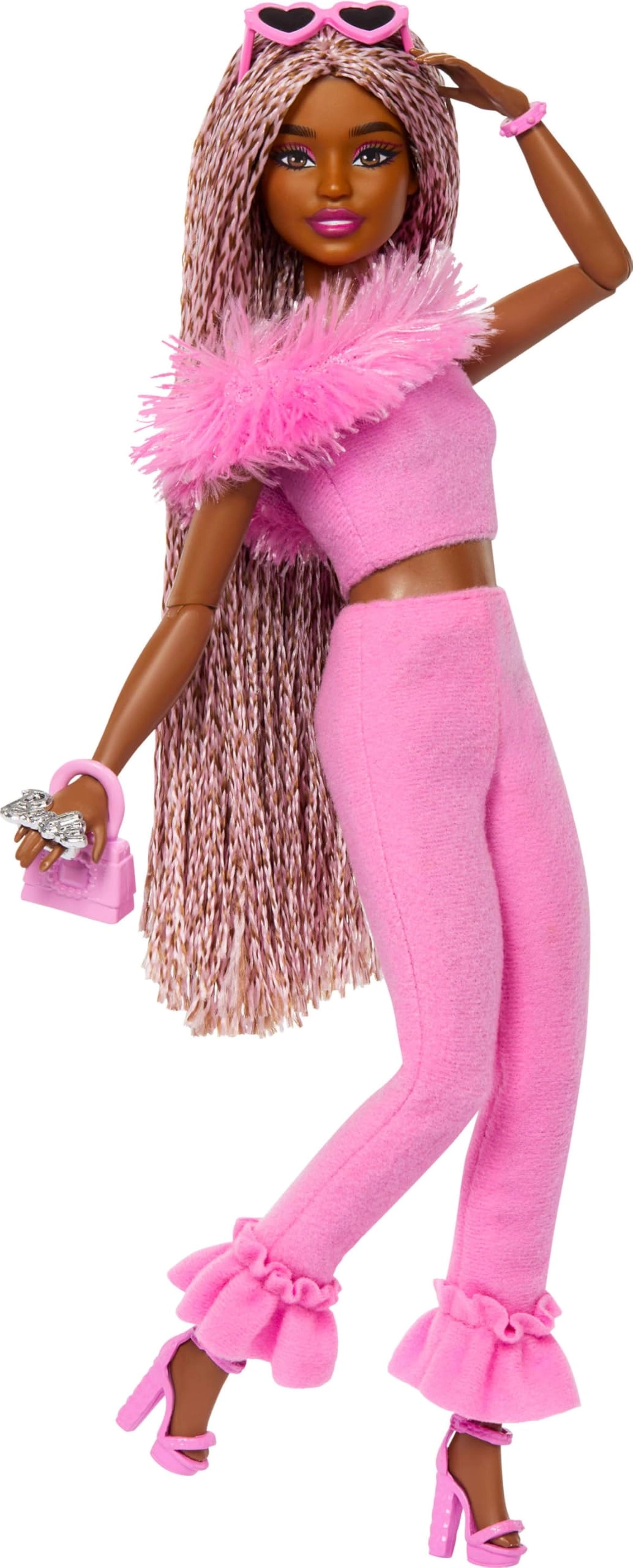 Barbie Deluxe Style Barbiecore Doll - Braided Hair Faux Fur Neck Top Ages 4+