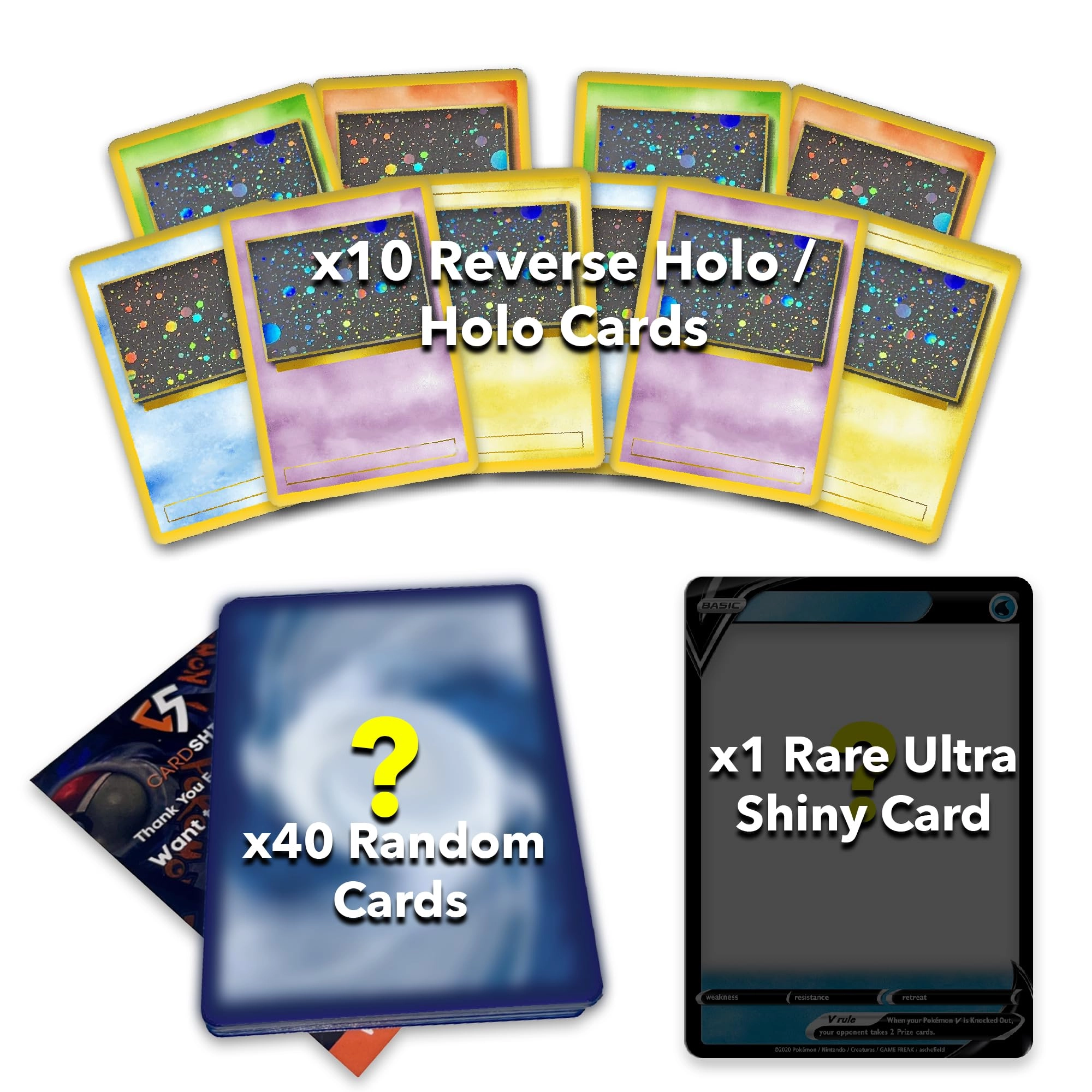 Card Shield Premium Shiny TCG Card - 50pcs Bundle