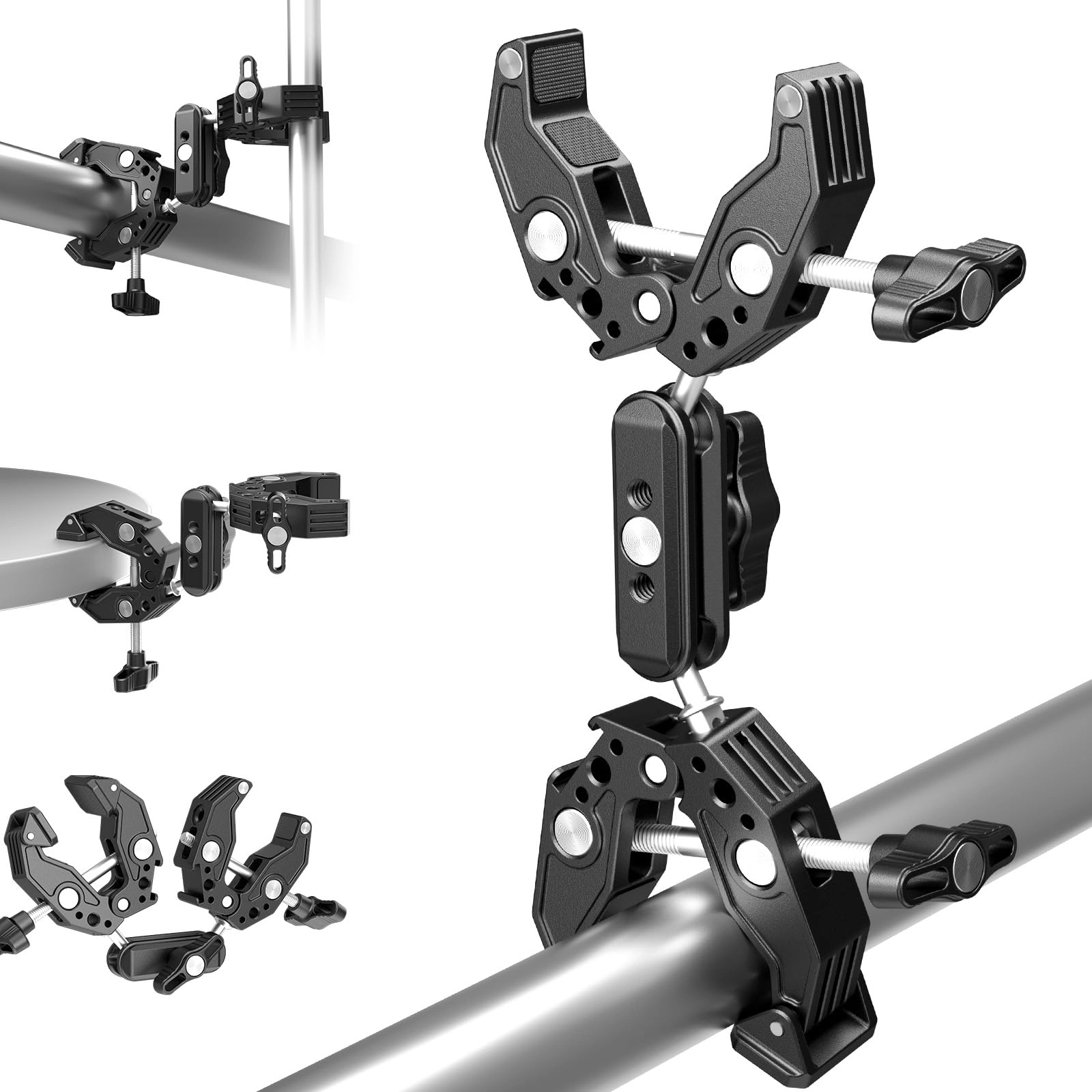 Neewer Double Super Clamp Camera Mount with Magic Arm - Cold Shoes Black