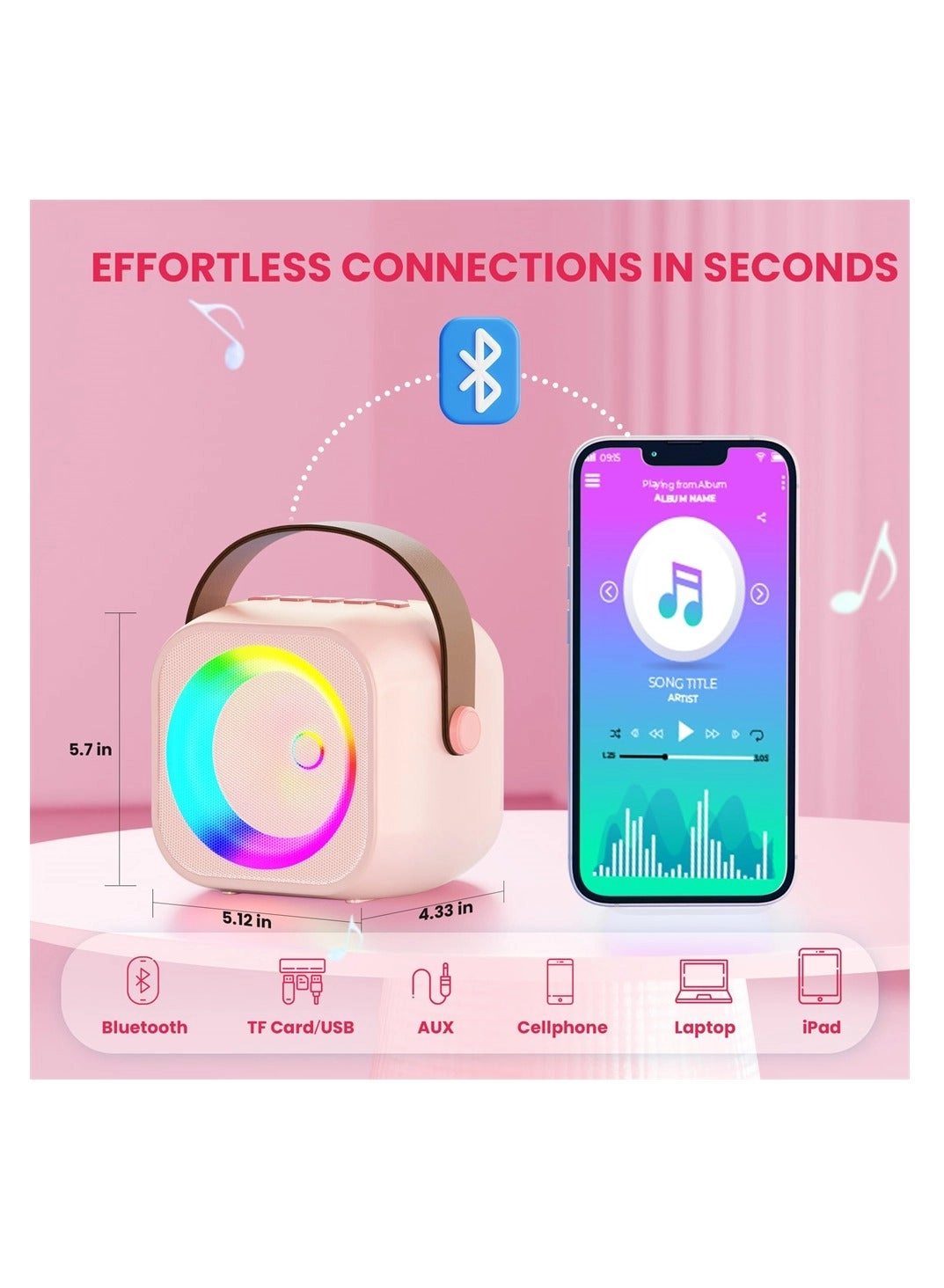 Mini Karaoke - 2 Wireless Microphones 8-10 hours playback