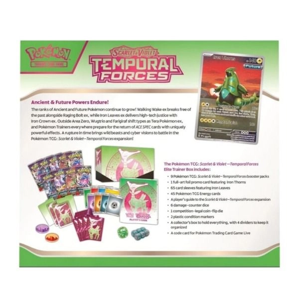 Scarlet & Violet 5 Temporal Forces Elite Trainer Box - 9 booster packs 65 card sleeves Bundle