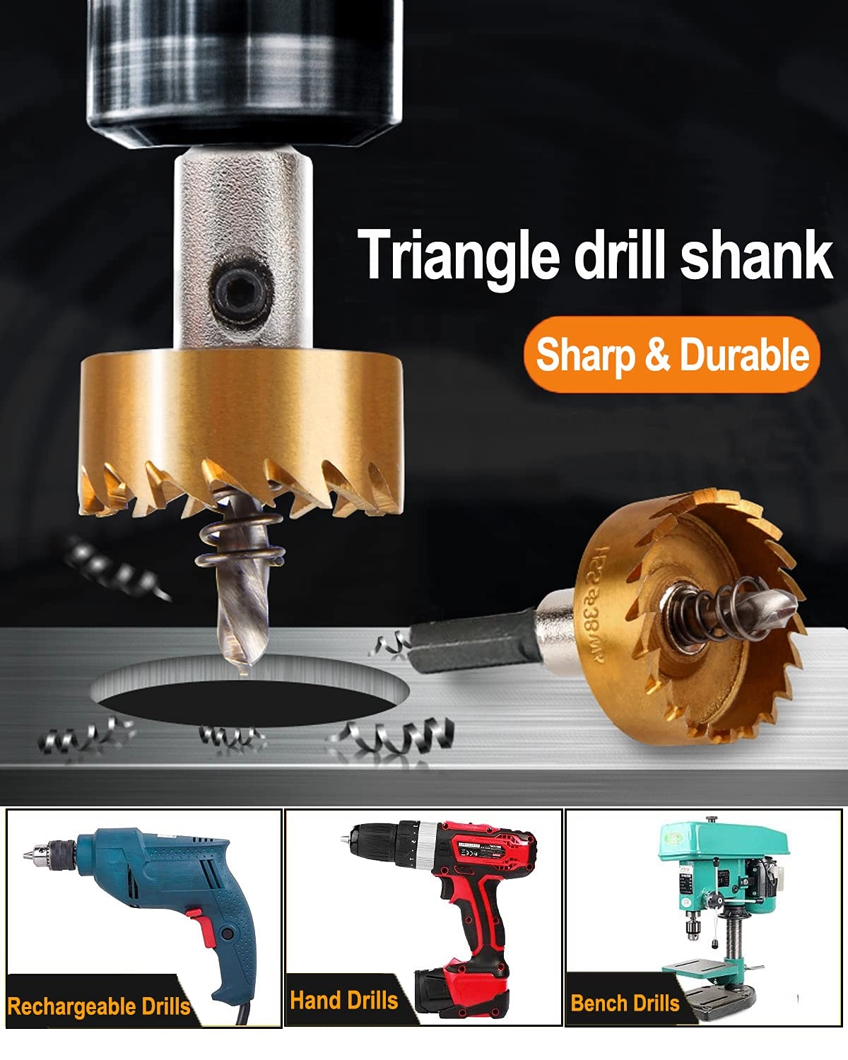 Hole Saw Drill Bit Set - 16mm/18mm/20mm/25mm/30mm for Metal