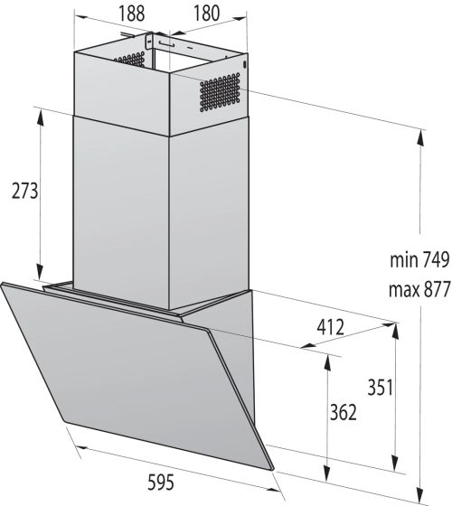 Inclined Chimney Hood - 60 cm Black
