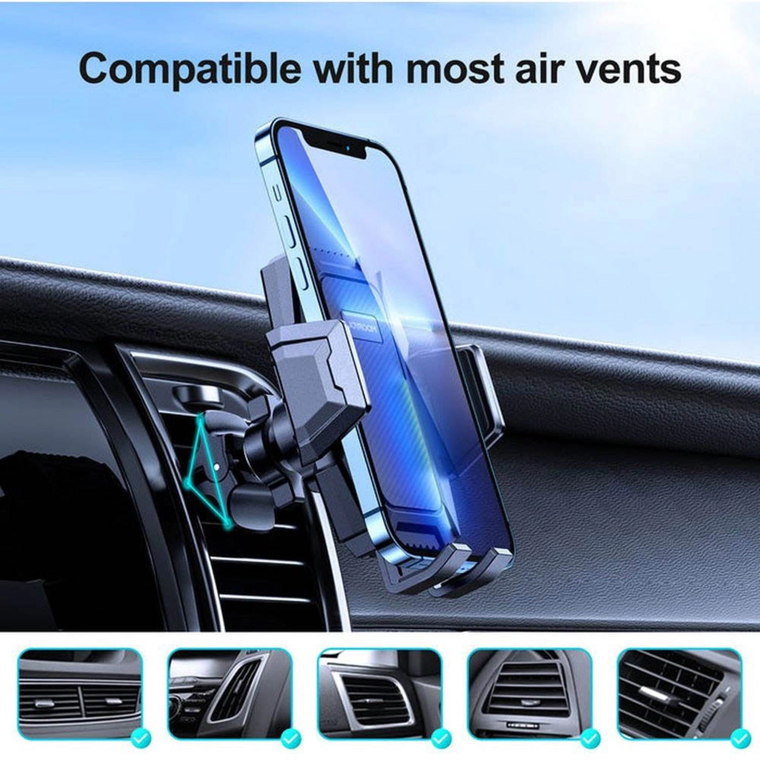 Car Dashboard Phone Holder - 360-degree Rotation 4.7-6.7 Inch