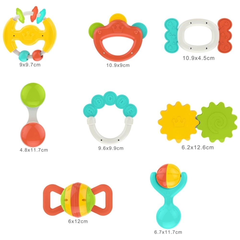 Baby Rattles And Teether Toy Set - Suitable for 0 month & above BPA-free, non-toxic, and baby-safe materials 8Pcs
