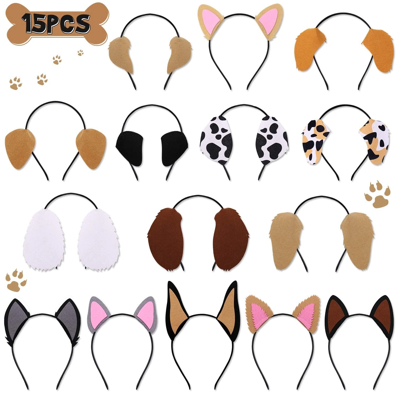 CiyvoLyeen Puppy Ear Headband - 15pcs