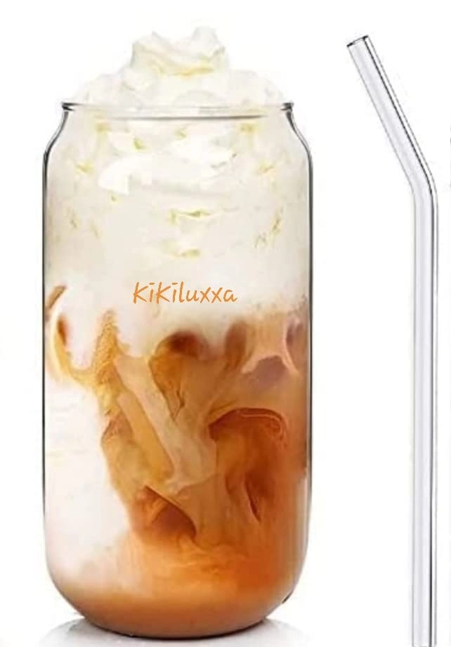OM RADHEY, OM RADHEY-Surat-Gujarat-India Can Shaped Glass Tumbler - 1 pcs With Lid With Straw 510 ml