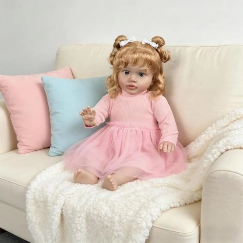 Pippa Reborn Baby Doll - 26 inch Cotton Vinyl Hand-rooted Curly Hair Ages 3+