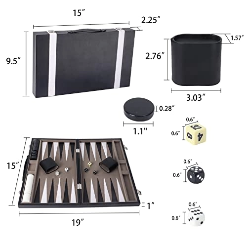 Backgammon - Leather Black&Grey